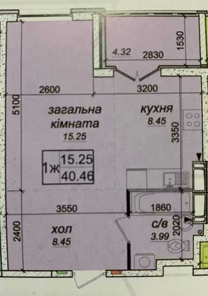 Продаж квартири 40,46м2 в ЖК "Одеський Бульвар" Новосілки