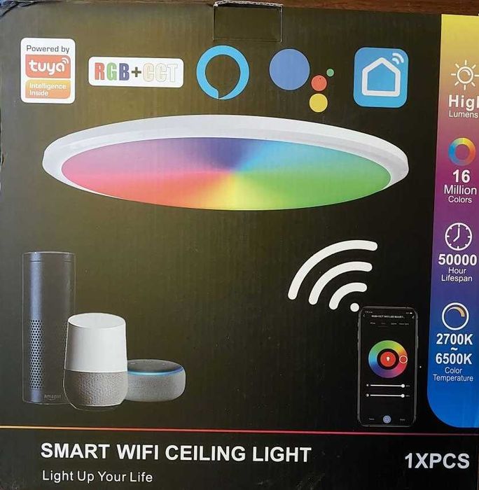 Tuya WiFi Розумна RGBCW Світлодіодний стельовий світильник 24W 220V