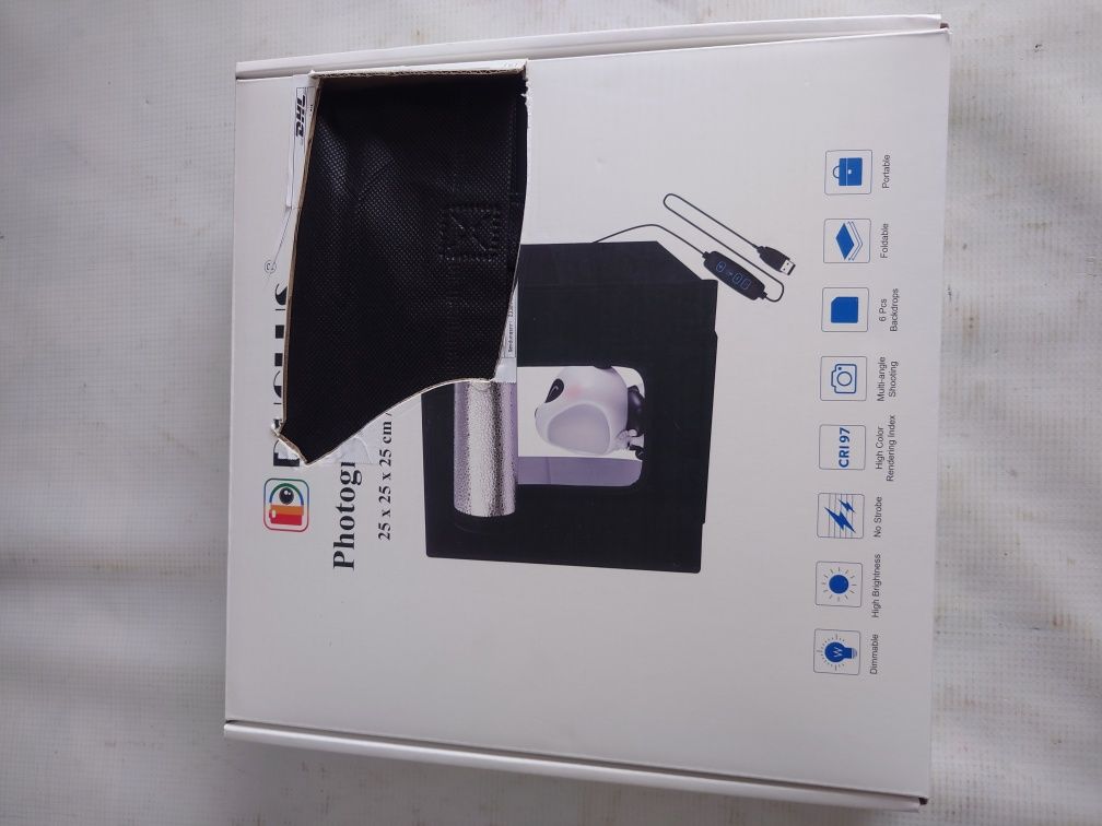 Namiot Bezcieniowy 25x25x25 Fotograficzny FotoBox 6x Tło Składany