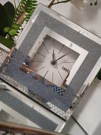 Zegar stojący lustrzany brokatowy kwadratowy
