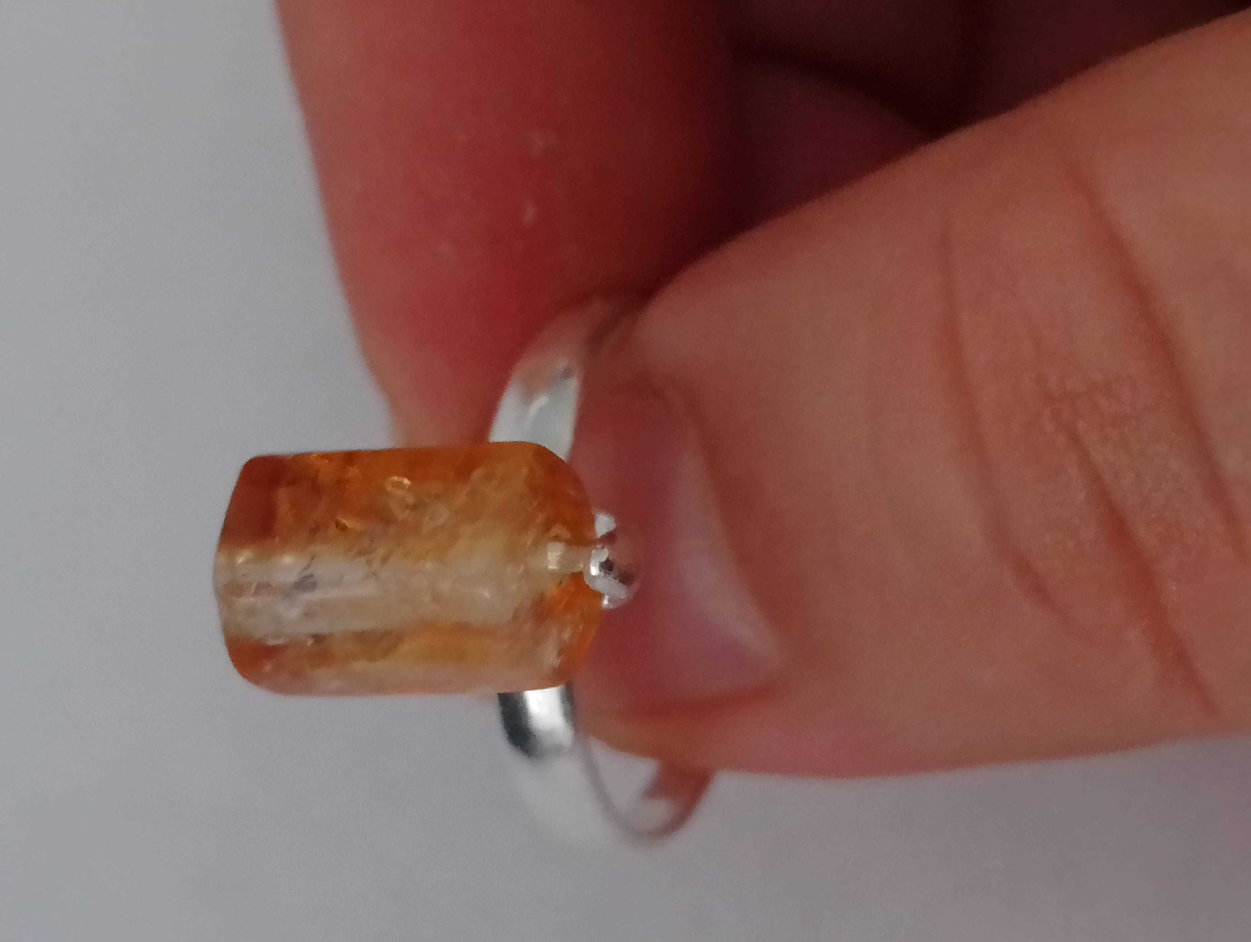 Cudo pierścionek kamień naturalny Cytryn polerowany srebro p 925