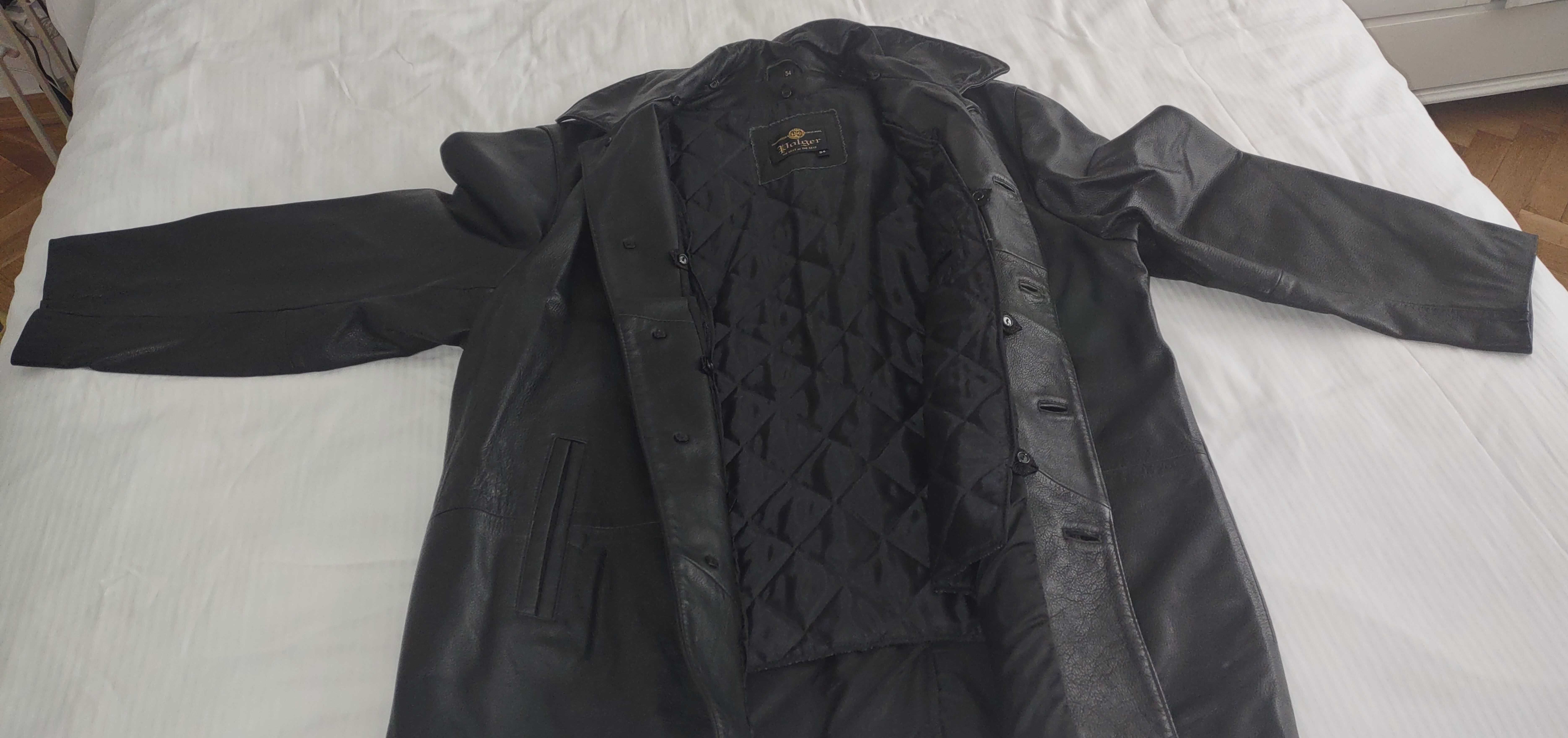kurtka skórzana czarna z podpinką, męska, używana, rozmiar 54