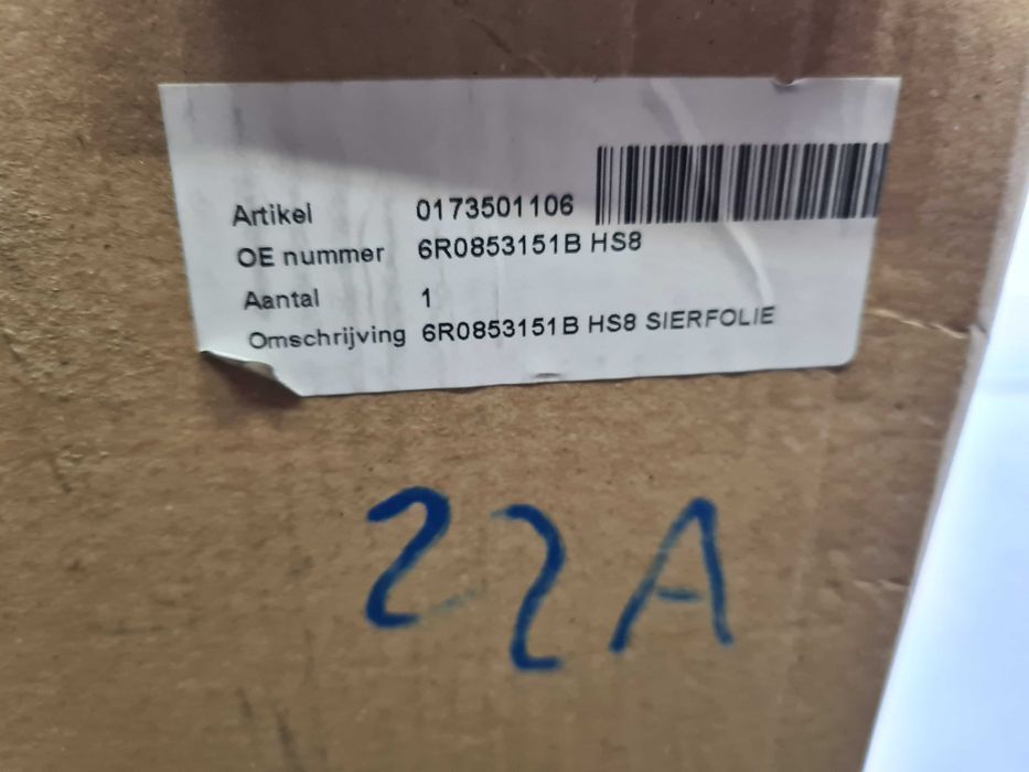 Naklejka dekoracyjna maski lewa niebieska VW Polo 6R 13- OEM