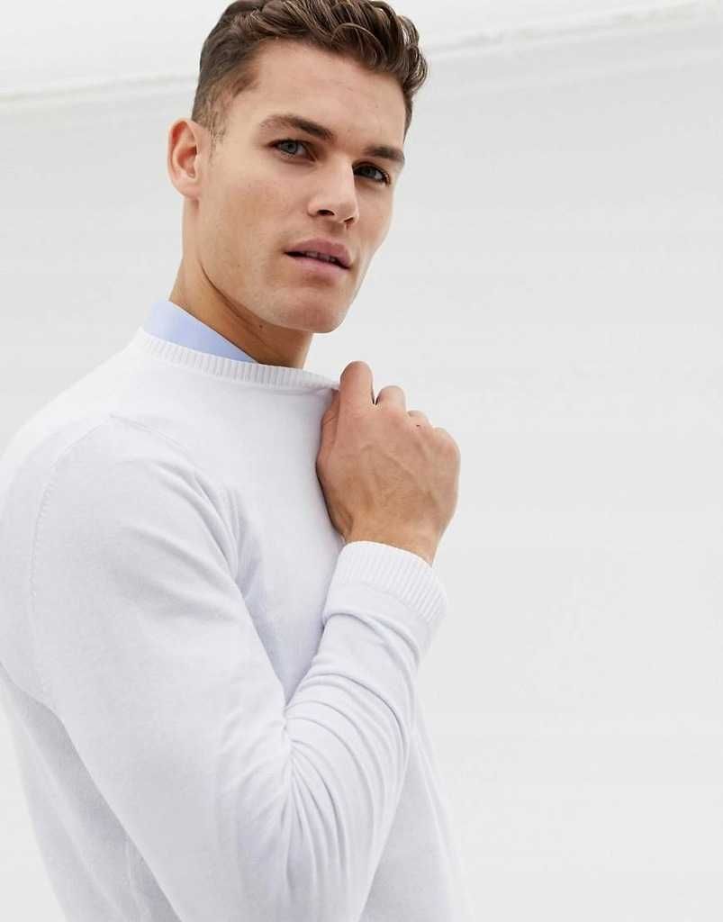 Sweter Męski Elegancki ECRU Bawełna EU 38, UK M