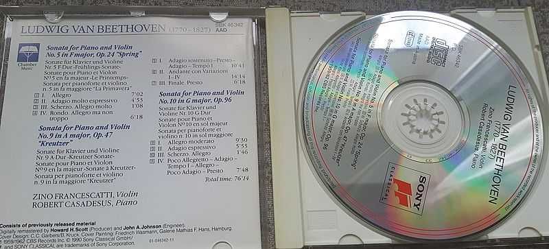 CD Beethoven Violin Sonatas No.5;9;10 wyd. Sony