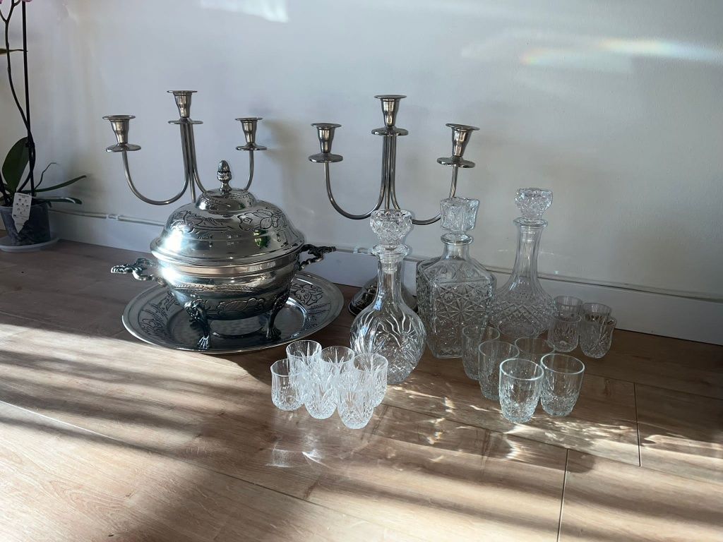Conjunto em casquinha + 3 conjuntos Cristal d'Arques