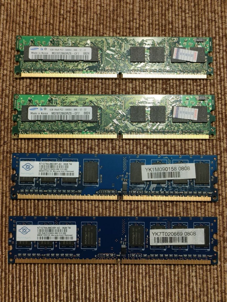 Оперативная память 1GB DDR2-800 PC2 6400. Цена за 1 шт., есть 4 шт.