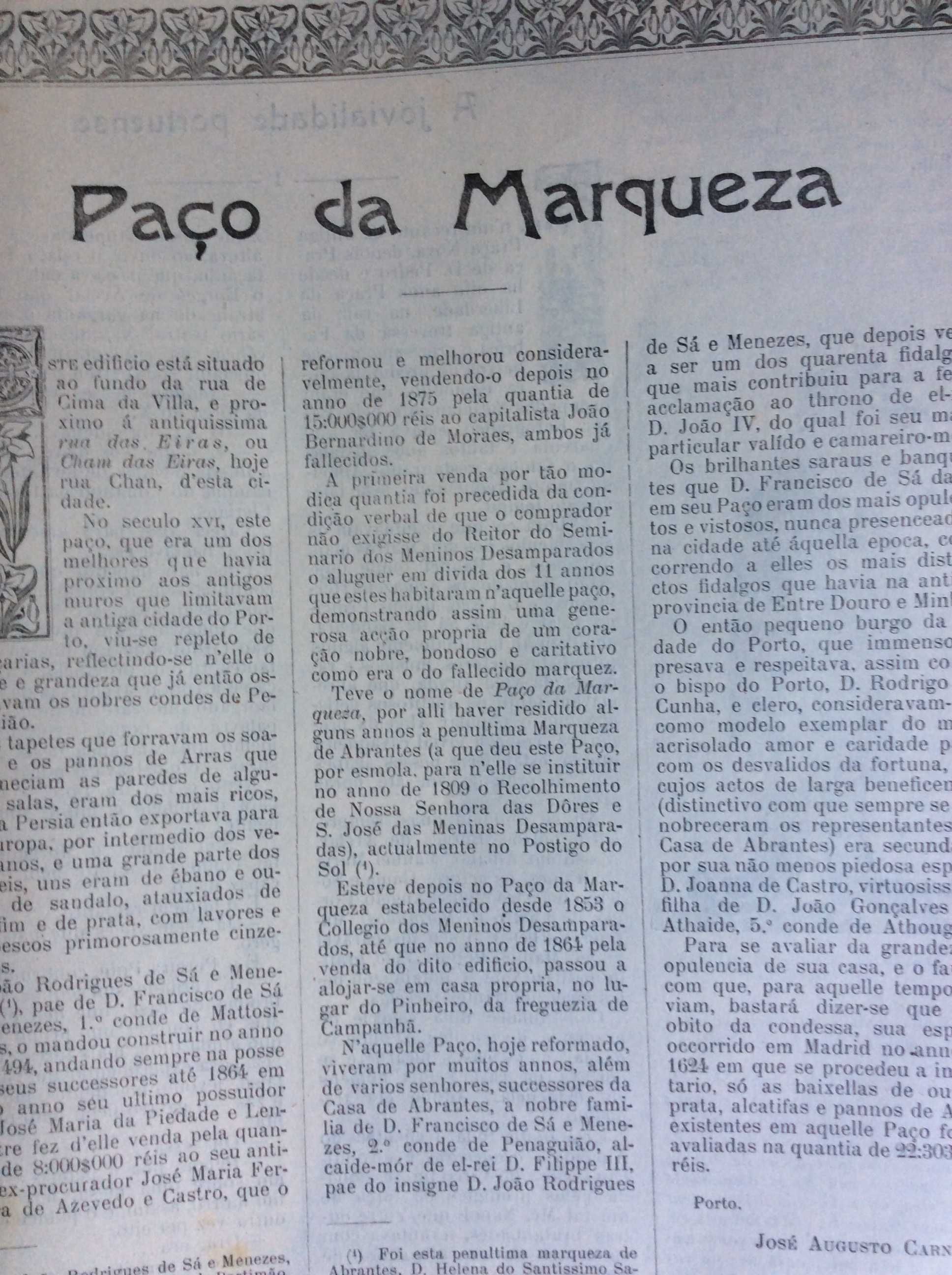 Um pouco da história do Porto e arredores, 1919. Edição escassa