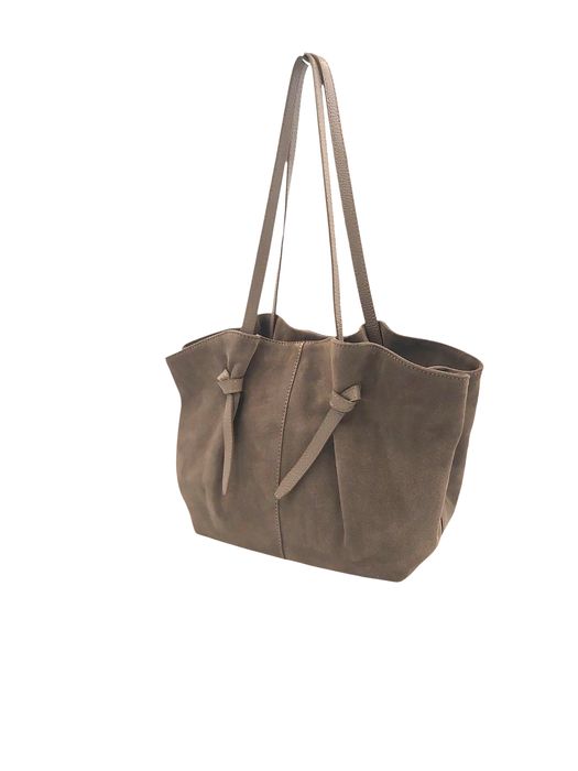 Torebka damska shopper naturalna skóra zamszowa beż taupe