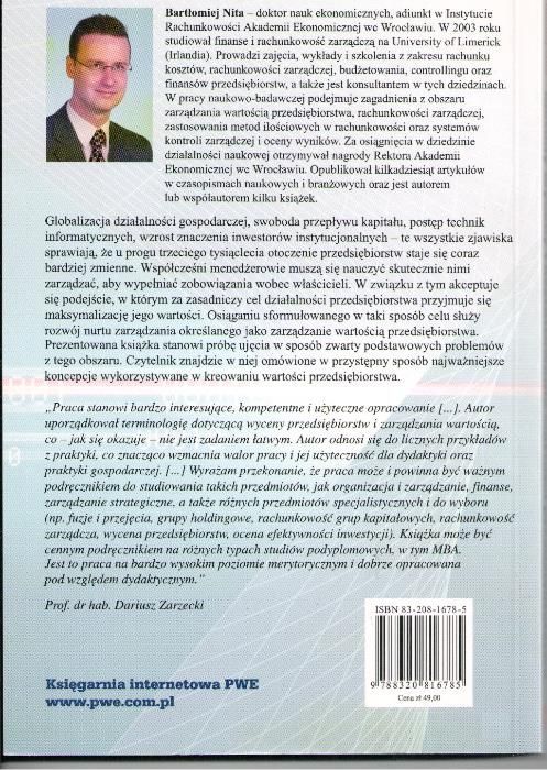 Metody wyceny i kształtowania wartości przedsiębiorstwa B. Nita