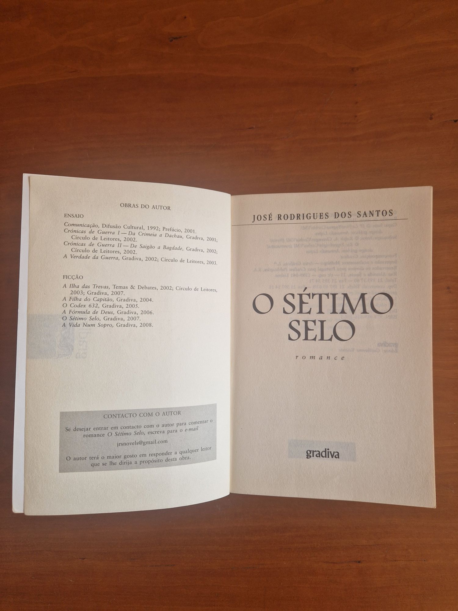 Romance "O Sétimo Selo:, José Rodrigues dos Santos