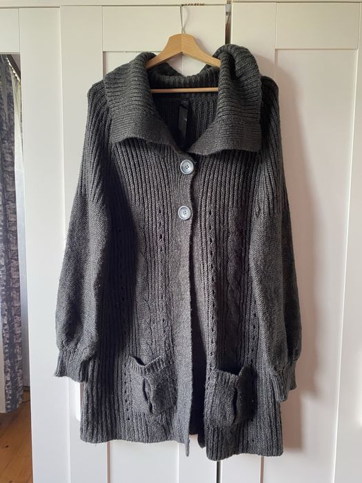 Grafitowy gruby ciepły sweter kardigan plus size 50/52
