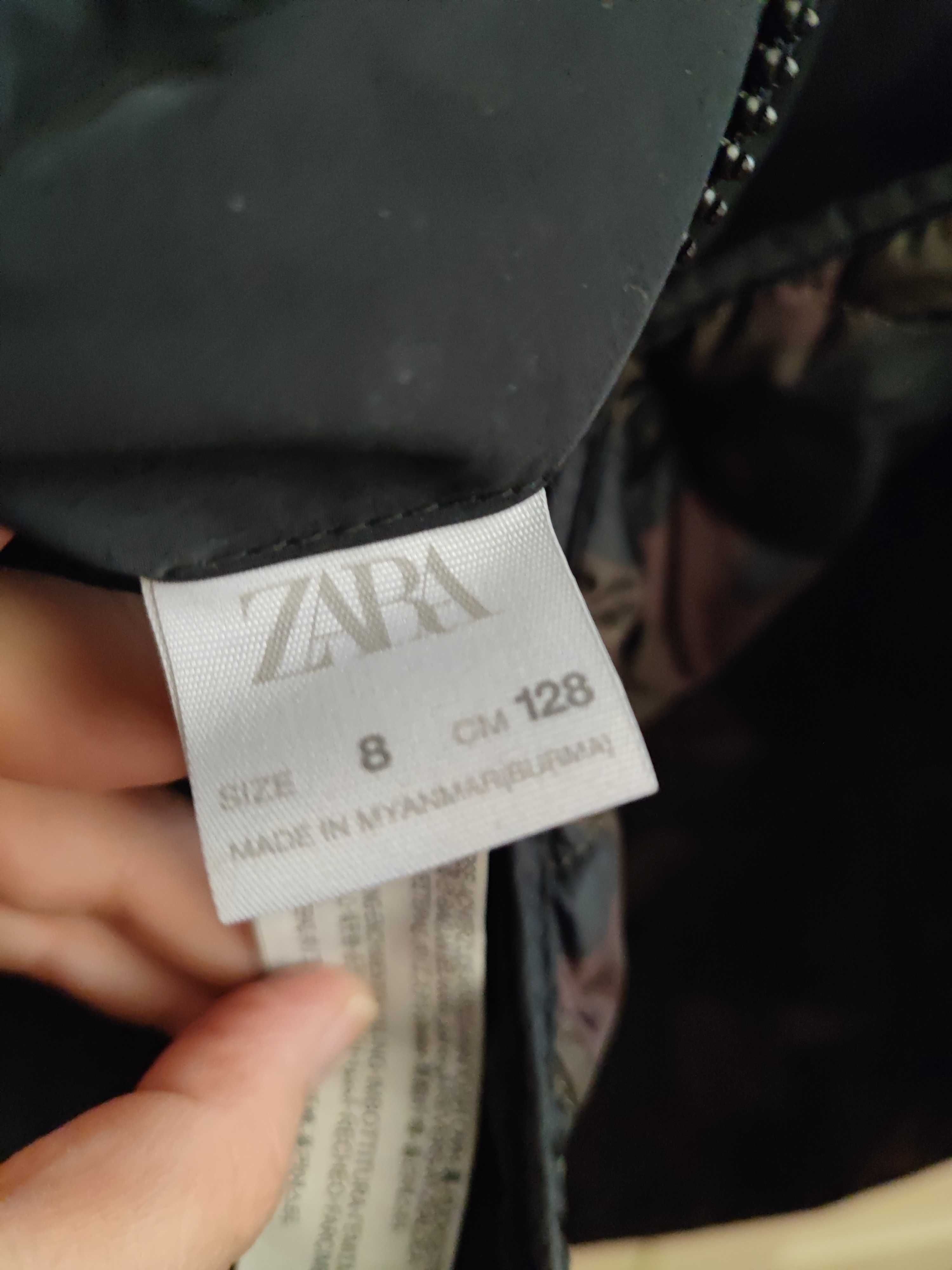 Parka kurtka Zara jesień zima wiosna dwustronna czarna moro r. 128