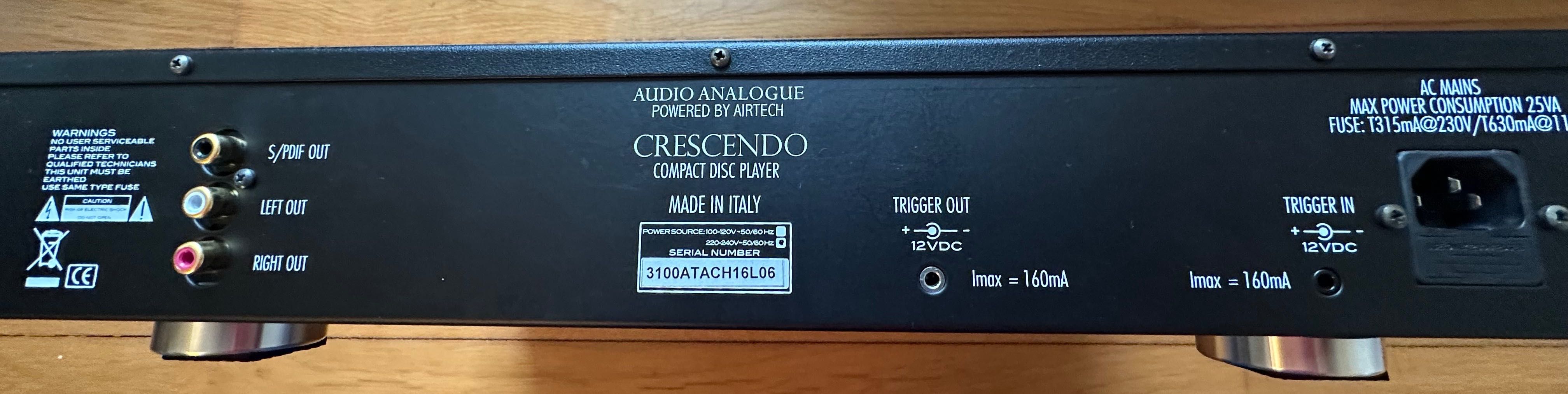 Audio Analogue Crescendo CD Player by AIRTECH