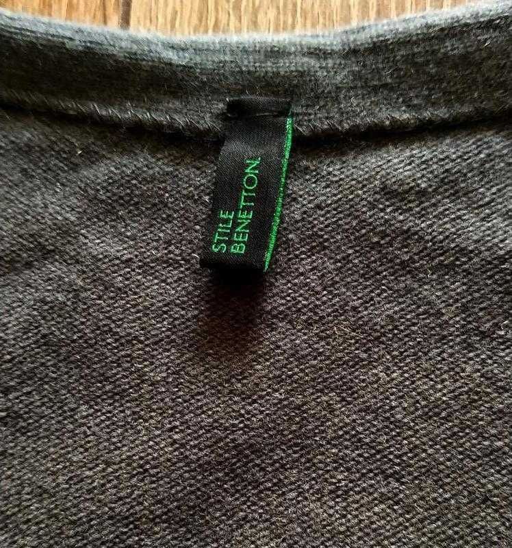 Benetton italy шерсть замечательный кардиган/колорблок/M-L