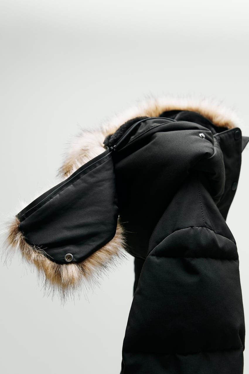 Zara парка зимняя куртка Зара черная пуховик