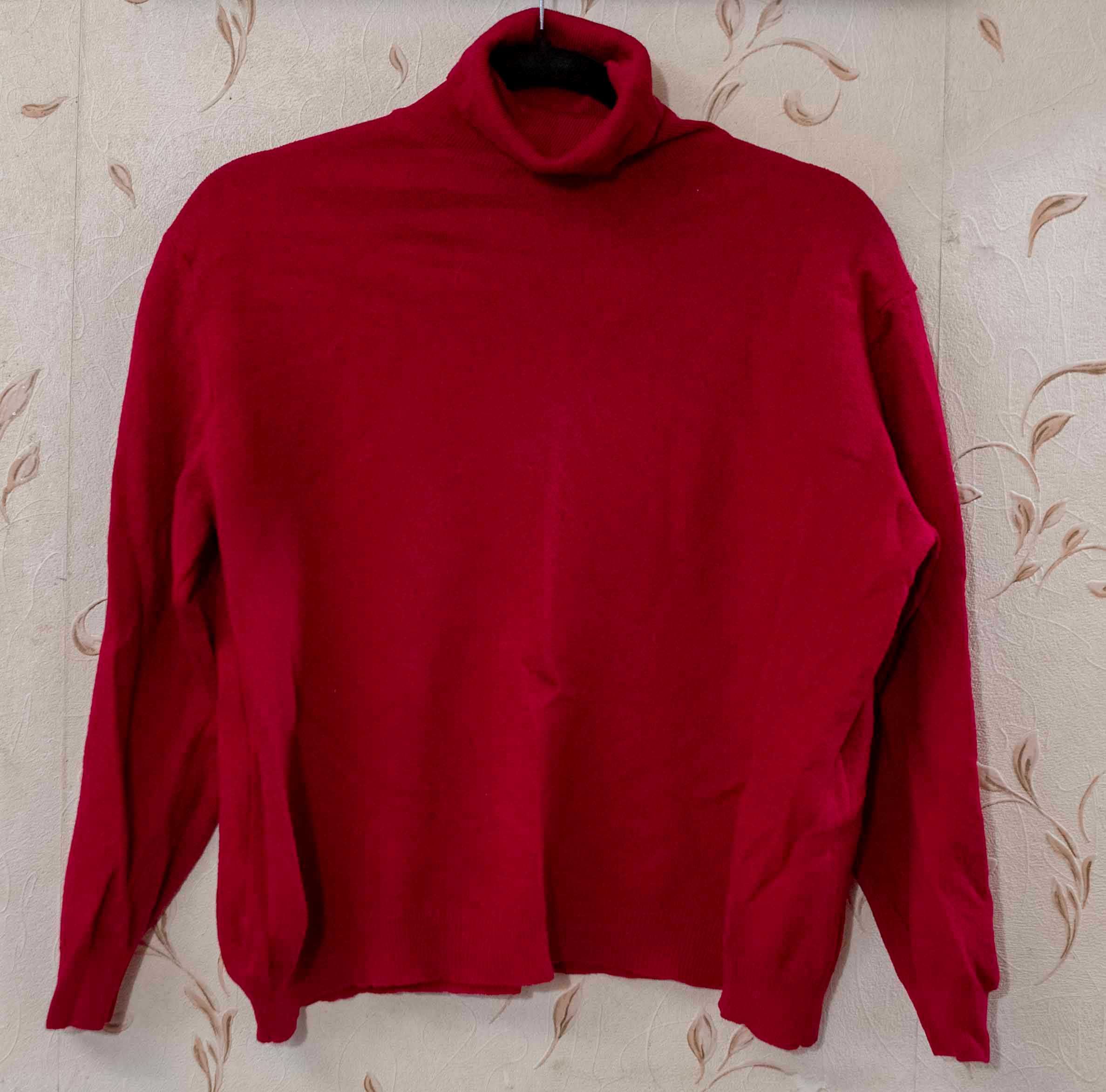 Elegancki bordowy czerwony golf sweter Profils 100 wełna Made in Italy