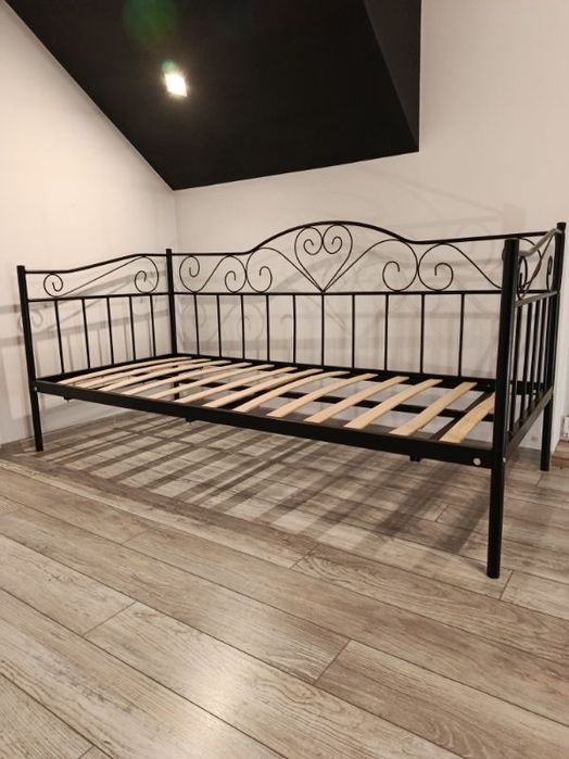 Łóżko metalowe czarne 90x200