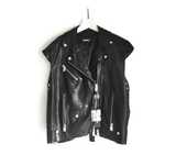 DIESEL rock XS oversize czarna kamizelka ze skóry naturalnej