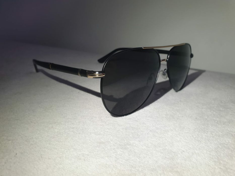 Nowe Okulary Polaryzacyjne Przeciwsłoneczne UV400 Pilotki Czarne Złote