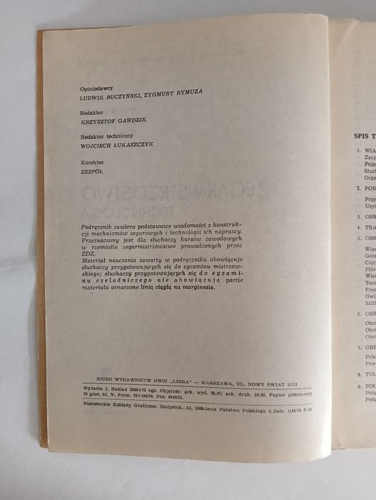 Podręcznik PRL - ZZDZ ZEGARMISTRZOSTWO Czerwiec Maciszewski Moliński