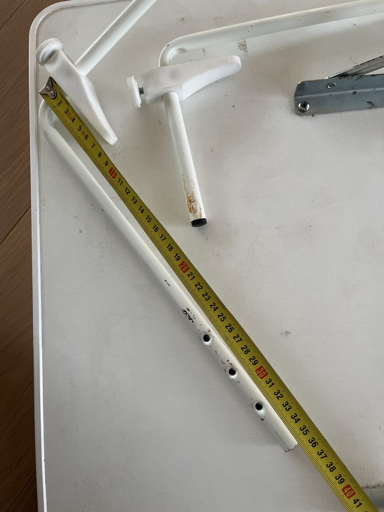 stolik balkonowy, na balustradę, balkon, do przyczepy, biały 40x60