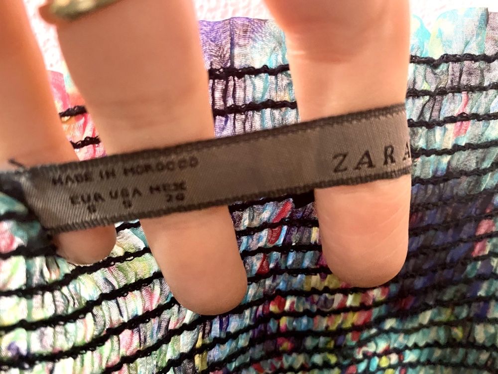 ZARA Vestido Estampado com Folhos (S) usado 1x