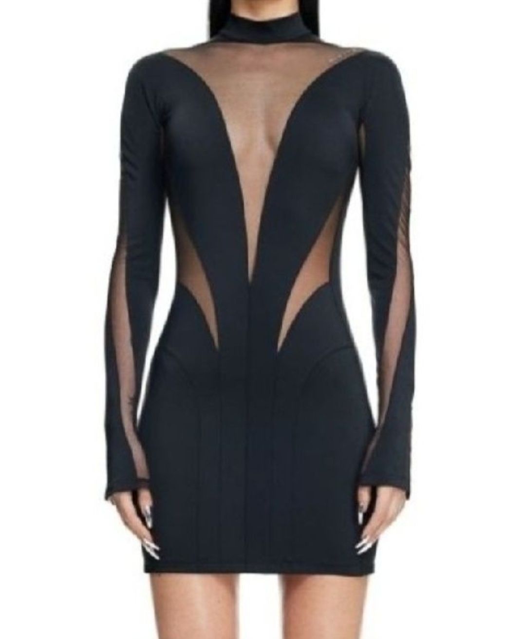 H&M x mugler nowa sukienka mini z siateczką edycja limitowana