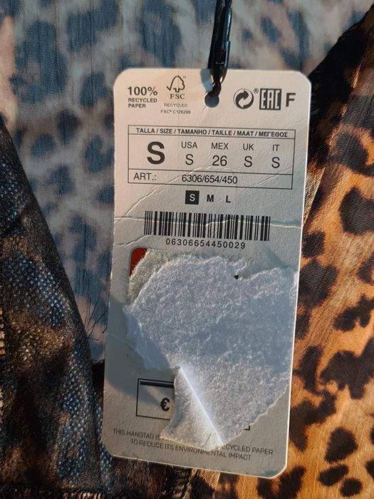 Vestido senhora leopardo com transparência STRADIVARIUS S