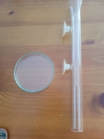 Rurka szklana do karmienia krewetek 25 cm + talerzyk 8 cm, karmnik