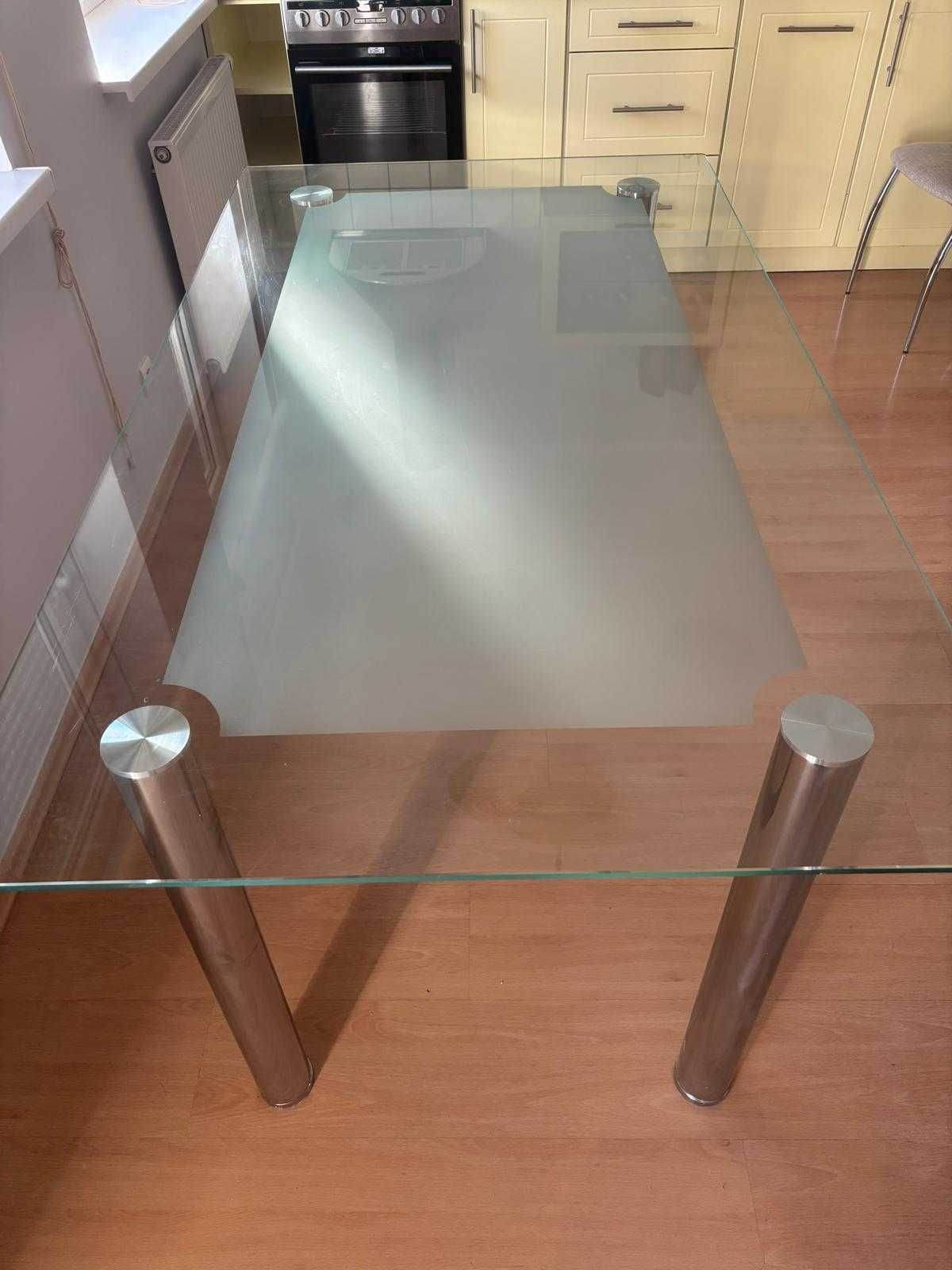 Nowoczesny Stół Szklany 160x90cm - Elegancki, Chromowane Nogi