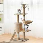 Árvore Arranhador para Gatos com Plataformas e Casota – 131 cm Bege
