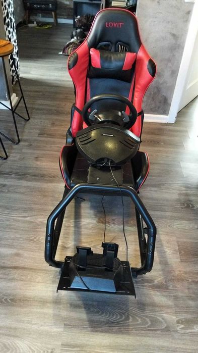 Cadeira video jogos com volante e pedais