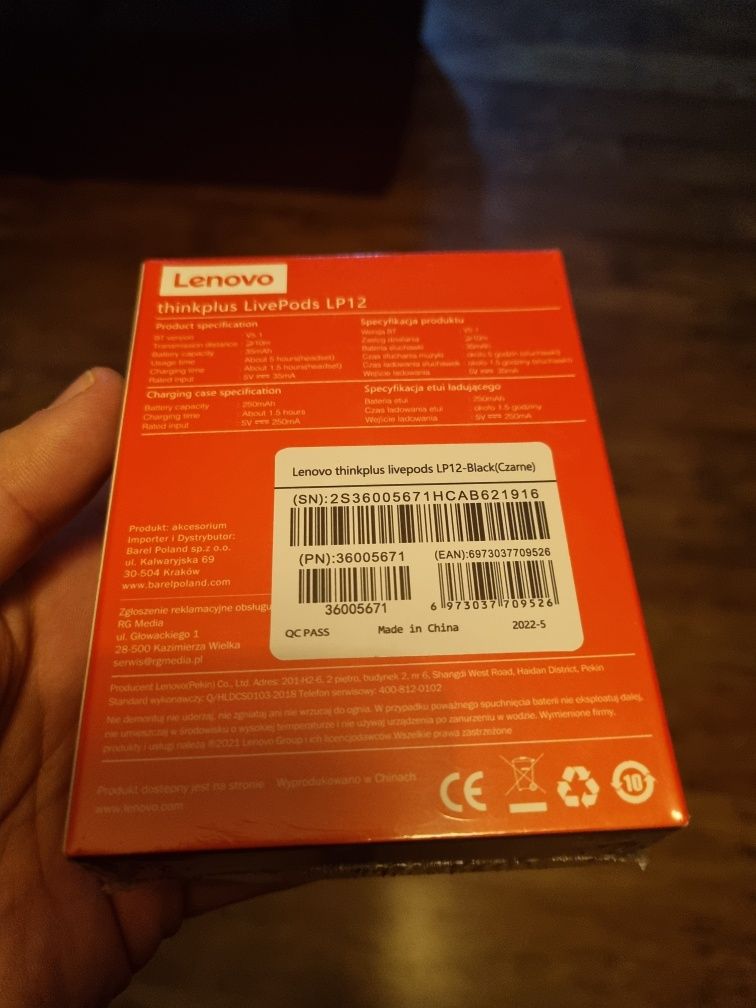 Słuchawki bezprzewodowe Lenovo ThinkPad LivePods LP 12 bluetooth