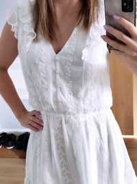 Biała sukienka z falbankami, mohito r. 32