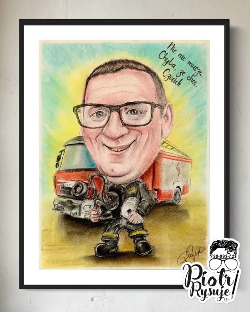Portret karykatura podziękowanie świadek rocznica  Opole wysyłka 24