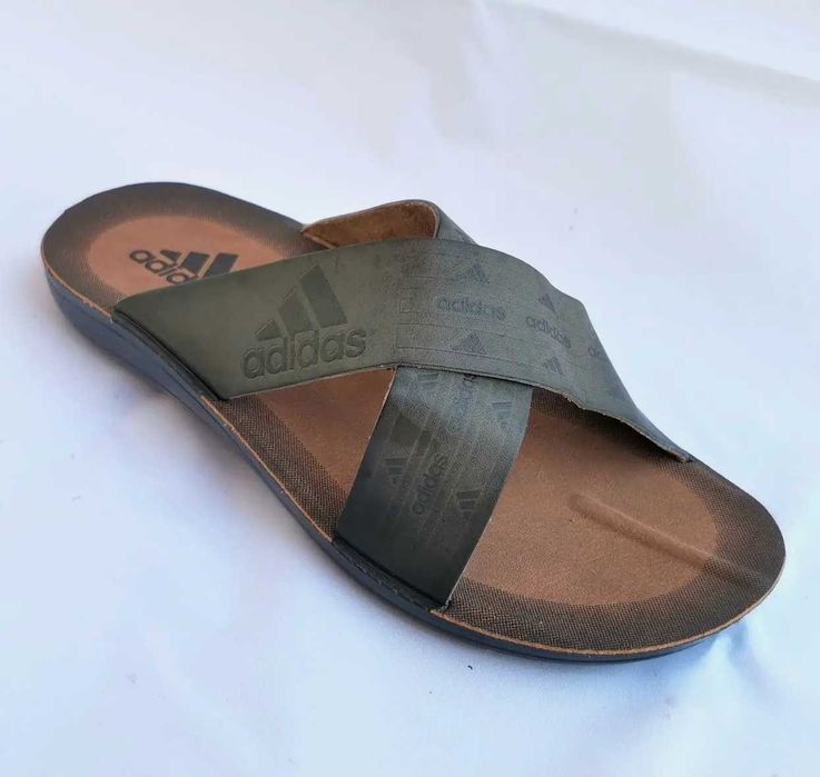 Мужские Шлёпанцы Тапочки Сланцы Серые Адидас