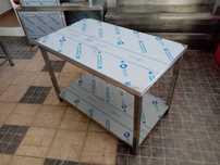 ACM1464 - Bancada central em inox de 1,2m com 1 prateleiras - NOVA