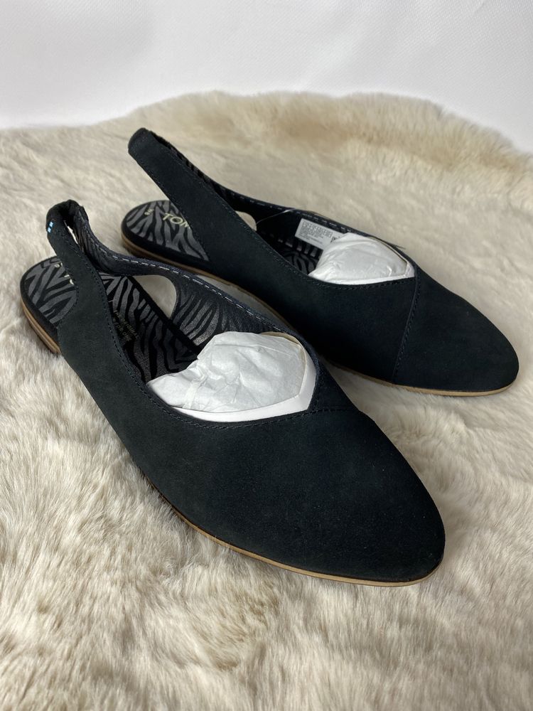 Czarne baleriny Julie Slingback Toms, 38.5 rozmiar