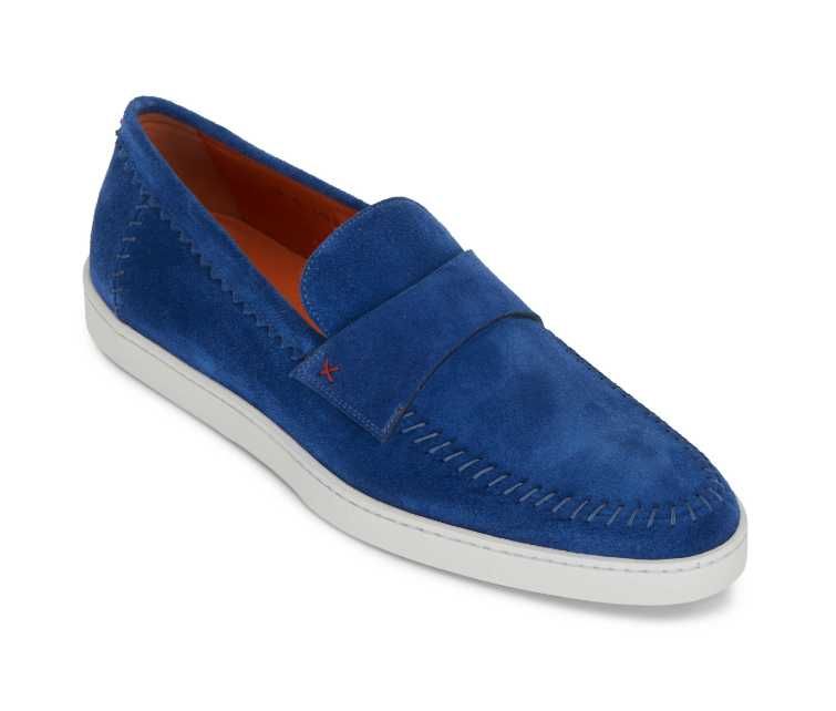 нові Santoni Banker Suede Loafers Blue 44 розмір