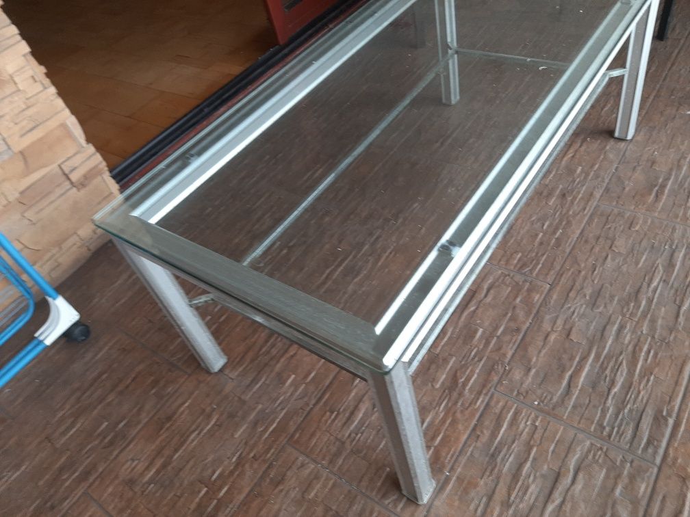 Stolik kawowy szklany blat , aluminium