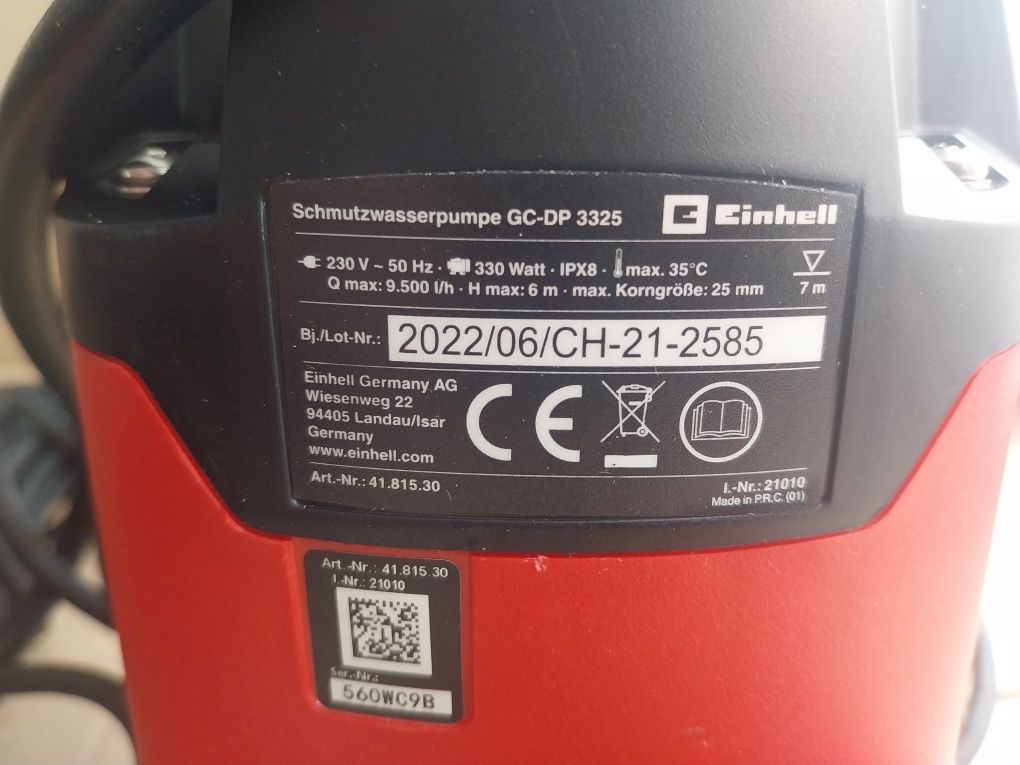 Pompa wody firmy Einhell 8000 l/h