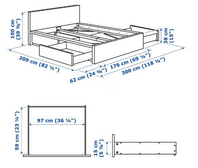 Cama de casal MALM (IKEA) com 4/gavetas bem conservada