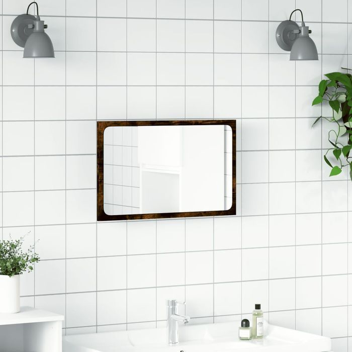 vidaXL Lustro łazienkowe z LED, dąb sonoma, 60x8,5x38 cm