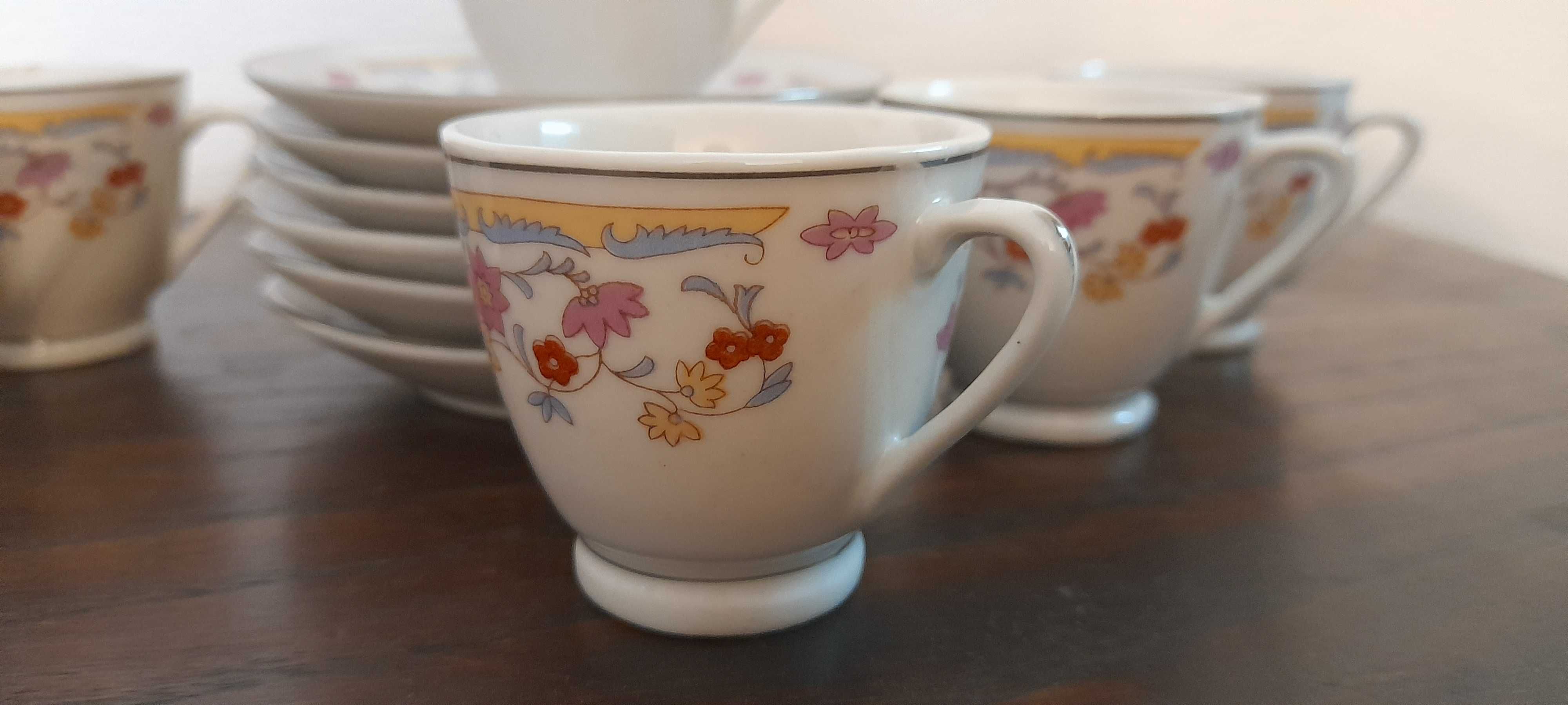 Seis chávenas de café em porcelana, vintage, China