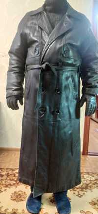 Плащ-пальто мужской, кожаный , утепленный (Корея) - размер XXL