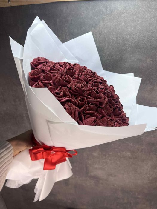 Róże robione własnoręcznie brokatowe