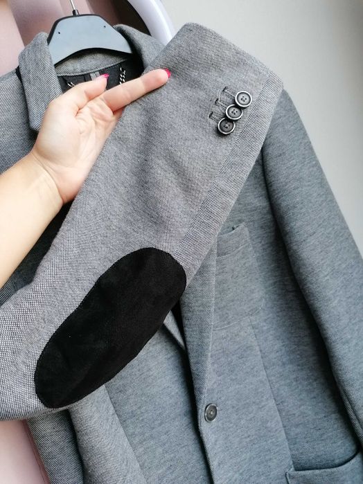 Szara młodzieżowa męska marynarka Slim Fit rozmiar S