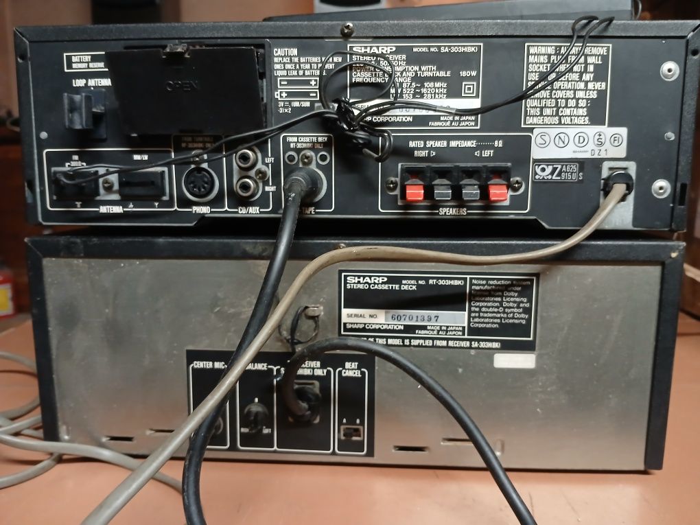 2 x części wieży audio  Sharp Amplituner SA-303H I Magnetofon RT-303H