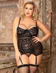 Єротичний корсет з пажами для панчох Ohyeah 3XL 4XL 5XL Чорний